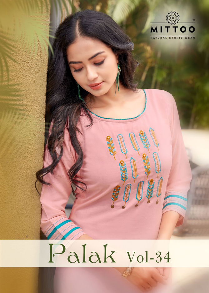 Palak Vol 34 By Mittoo Designer Kurtis Catalog